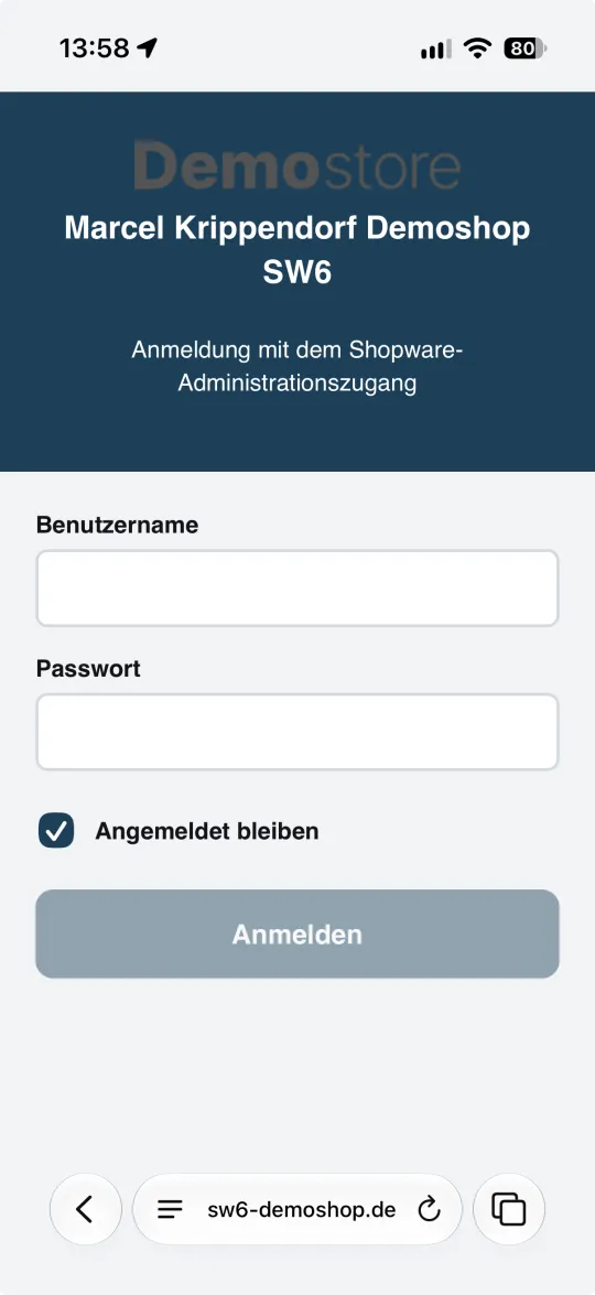 Anmeldeseite der Picking-App